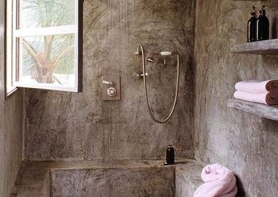 Baño estilo rustico-brutalista -hormigón